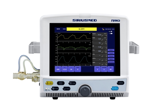 جهاز التنفس الصناعي Siriusmed المحمول ، جهاز تهوية بشاشة تعمل باللمس TFT يعمل بالهواء المضغوط