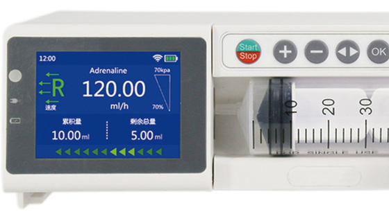 CE Icu Medical Syringe Pump أجهزة إنذارات متعددة زر تحكم سهل